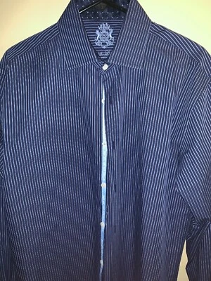 English Laundry Manga Larga Azul Marino Profundo Blanco Rayas Talla 16X35 Para Hombre Excelente Estado Foto 1 de 4