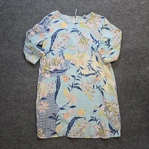 Malvin Dress Women Size 10 Large Blue Floral Linen Pockets Coastal Resort Casual - Picture 1 of 13