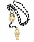 [Icemond] Anubis &amp; Ankh with Eye of Horus Lava Stone Rosary Necklace