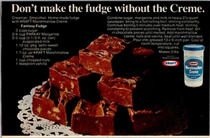 PRINT AD 1975 Kraft Marshmallow Creme Don't Make Fudge Without 5 x 8 - Picture 1 of 1