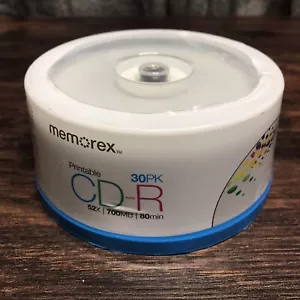 30 New Memorex 52X White Inkjet Printable 700MB CD-R - Picture 1 of 3