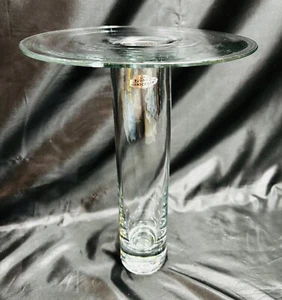 Blenko Glass Flat Disc Top Crystal Vase With Manganese Glow By Don Shepherd 13” - Picture 1 of 10