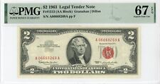 1963 $2 Legal Tender Note Fr#1513 67 EPQ PMG 2024265-019 (AA Block)