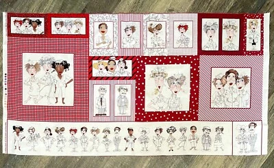 Happy Nurse Loralie Harris 2006 Cotton Fabric Panel 23” x 44” - Image 1 of 4