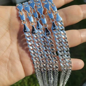 925 Sterling Silver plated 20" 24" 30" Miami Cuban Hip Hop Chain Bling Necklace - Picture 1 of 7