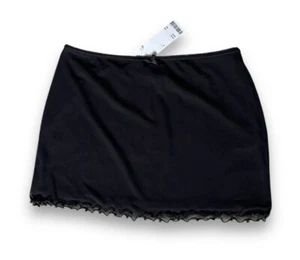 Y2K Urban Outfitters Black Mesh Mini Skirt Sz M Stretch Streetwear - Picture 1 of 9