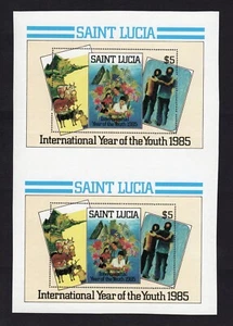 Saint Lucia 1985 Intl. Year of Youth S/S PAIR! BILESKI RARITY! Sc 795 MNH! - Picture 1 of 2