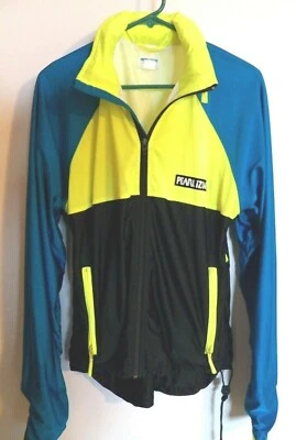 Pearl Izumi Small Cycling Wear Jacket Hood Yellow Blue Black Front Zip Poc 64903 - Image 1 of 4