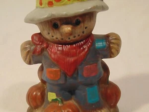 Pumpkin Scarecrow Ceramic Figure Halloween Farmer Fall October Handpainted EUC  - Picture 1 of 7