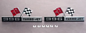 1965 Corvette 396 Turbo-Jet Side Fender Emblem Cross Flag Pair NEW GM# 3872997 - Bild 1 von 1