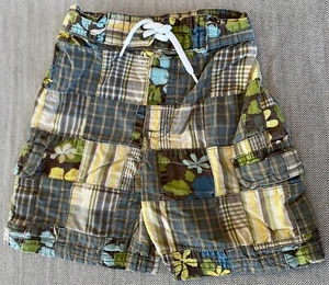 Pantalones cortos de carga Gymboree Boy Global Surf 2008 a rayas a cuadros con retazos 2T 2 años - Imagen 1 de 4