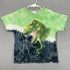 T-shirt dinosaure garçon taille 4/5 XS cravate verte teinture Lightning Jerry Lofaro Crew T-shirt