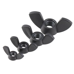 Black Nylon Wing Nuts Plastic Butterfly Nut Thumb M3 M4 M5 M6 M8 M10 M12 Wingnut - Picture 1 of 12