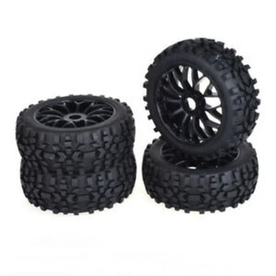 4× 1/8 Reifen Felgen Satz OffRoad Buggy 17mm Hex Gebaut Geklebt 118×42mm RC Tire - Bild 1 von 4