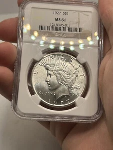 1927 P $1 Peace Silver Dollar NGC MS61! Better Date! Nice Eye Appeal*** - Picture 1 of 8
