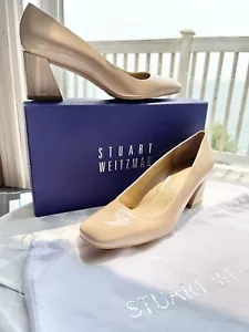 Stuart Weitzman*RARE*Marymid Bambina Aniline Patent Leather Block Heel Pump 9M - Picture 1 of 22