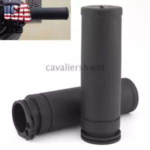 1" Black Handle Hand Grips Handlebar Rubber For Harley Electra Glide Sportster - Picture 1 of 12