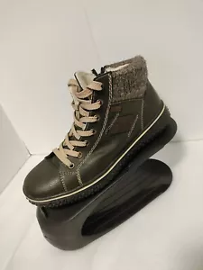 W- 40/9 Rieker Cordula 30 Bootie Green Syn. Leather, Fuzzy Boot Z4230 NICE, WARM - Picture 1 of 19