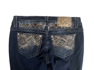 Miss Me Signature Bootcut Strass Whiskered Damen Jeans Größe 29 - Bild 1 von 5