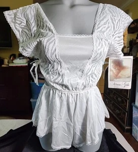 Vintage 1970s ALANA GALE Bridal White Teddy Lingerie Lace Nylon NEW OLD STOCK - Picture 1 of 9
