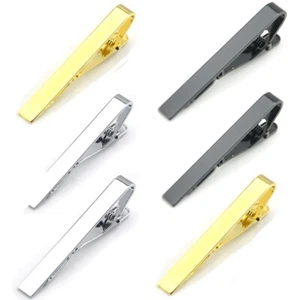 2 PZ Fermacravatta Uomo 5,5CM Metallo Massiccio Fermacravatta Matrimonio Festa Acciaio Inox - Foto 1 di 9