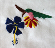 4 Vintage Hummingbird & Hibiscus Napkins 13 1/2" x 13 1/4"