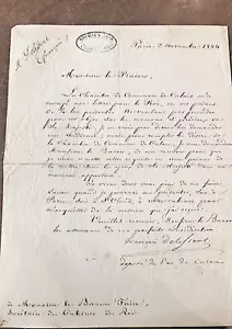 1844 letter from French Delessert banker to Baron Fain request from Calais - Picture 1 of 3