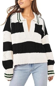 New Size Med Women Casual Loose Crop Long Sleeve Sweater Knit Pullover Fast Ship - Picture 1 of 6