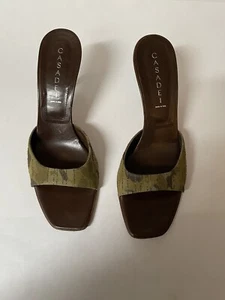 Cassadei High Heel Camo Print Slides sz 38.5- Made in Italy - Picture 1 of 5