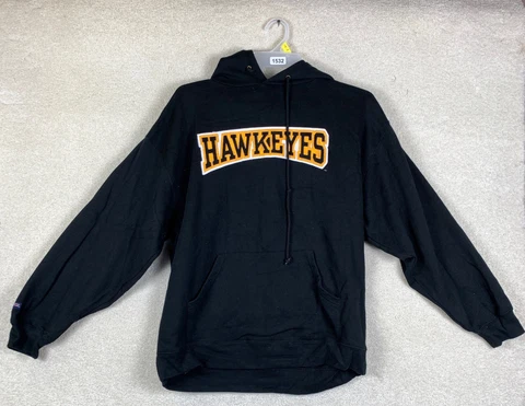 Iowa Hawkeyes NCAA Sweatshirt Size XL Hooded Black Sweatshirt with Yellow Cover
