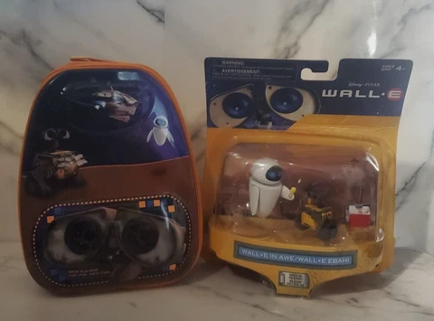 Wall-E Tin Box Lunch Box Backpack Zipper + Wall-E In Awe Movie Scene Figure READ Cover
