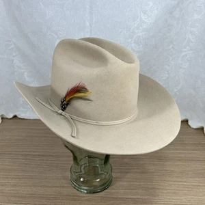 Vintage Stetson Felt 4X Beaver Western Cowboy Hat USA Beige/Tan 7 5/8” 58 Mens - Picture 1 of 18