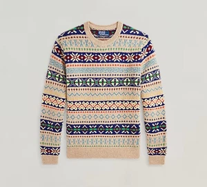 Polo Ralph Lauren Men's Fair Isle Wool Alpaca Linen Cotton Sweater Size-S NEW - Picture 1 of 6