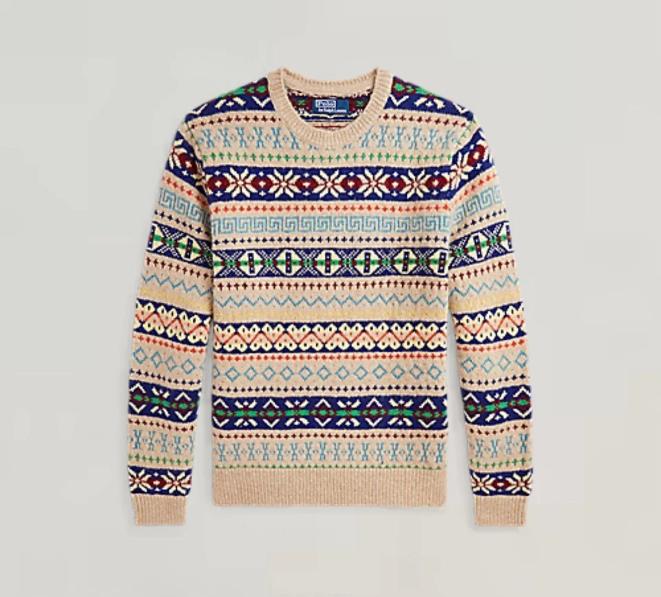 Polo Ralph Lauren Men's Fair Isle Wool Alpaca Linen Cotton Sweater Size-S NEW - Image 1 of 4