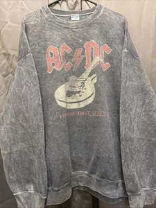 Junk Food Tees AC/DC Gray Distressed Sweatshirt Guitar Graphic Size XL Rock Band - Picture 1 of 7