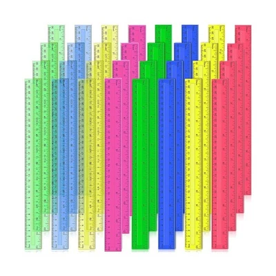 12 Inch Plastic Rulers, 32 PCS Transparent Assorted Color Metric Bulk4201 - Imagen 1 de 4