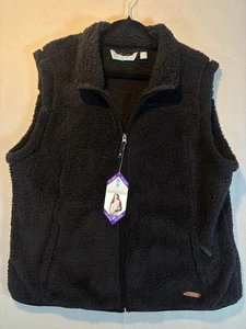 Free Country Damen 2XL warme Plüsch Weste schwarz Neu mit Etikett die ganze Saison - Bild 1 von 16