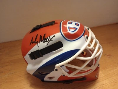 Máscara de mini portero autografiada por Andy Moog Montreal Canadiens Riddell Foto 1 de 4