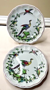 2 Antique Copeland SPODE CHELSEA BIRDS 8 3/4” Luncheon Plates Thin Red Line - Picture 1 of 4