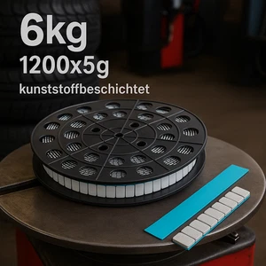 6KG Rolle Klebegewichte Alufelgen Grau Abriskante  5g*1200 5g - Bild 1 von 5