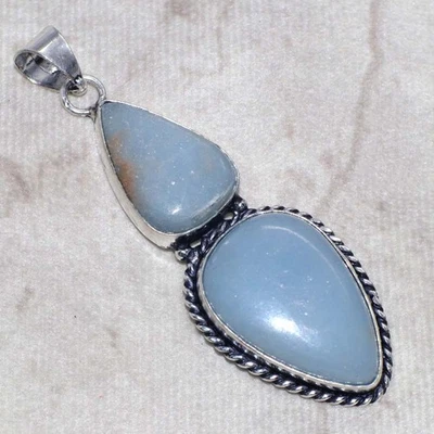 Colgante Largo Angelita Chapado en Plata 925 Hecho a Mano 2.6" Nueva Llegada GW Foto 1 de 3