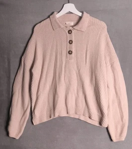 Poetry Damen Pullover mit Kragen und Knöpfen Oyster Pink UK14 Bio Baumwolle - Bild 1 von 9
