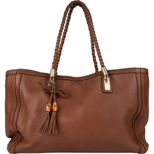 Gucci Brown Leather Bamboo Shoulder Bag Tasche - Bild 1 von 16