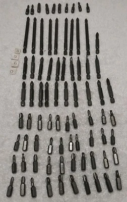 80pc 1"× 2"× 3-1/2" ASSORTED SIZES 1/4" HEX DRIVER BIT SET USA 🇺🇸 - Image 1 of 4