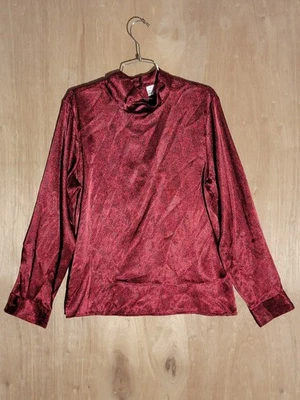 Blusa para mujer Liz Baker roja negra con estampado de animales cuello falso talla 14 poliéster Foto 1 de 4