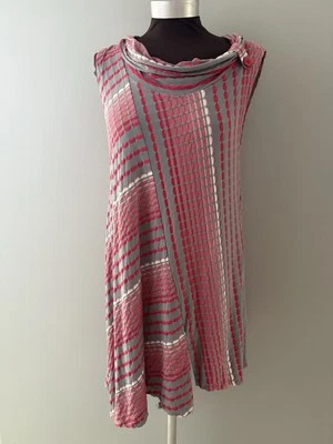 Habitat Clothes Tunic Top Size M Pink Gray Flared Swing Tank Sleeveless Cowl - Image 1 of 4