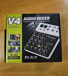 V4 Audio-Interface Mischpult Bluetooth USB-Aufnahme PC 48V - 4 Kanäle... - Bild 1 von 9