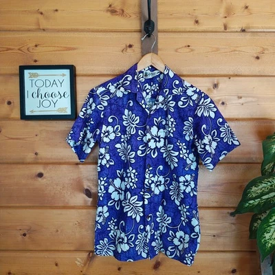 Camisa Aloha Republic Púrpura Blanca Floral Hawaiana Madera Tropical Abotonada Talla S Foto 1 de 4