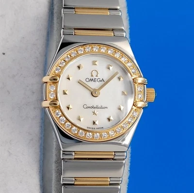 Женские золотые часы Omega Constellation 18 карат - циферблат MOP - бриллиантовый ободок - 1365,71 - Изображение 1 из 4