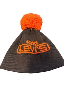 Vintage Levi’s 100% Pure Wool Brown With Orange Beanie - Picture 1 of 4